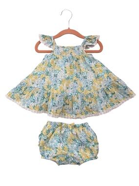 Tommy Bahama Yellow & Green Floral Ruffle Dress with Bloomers